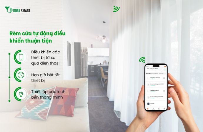 Rèm cửa tự động điều khiển thuận tiện