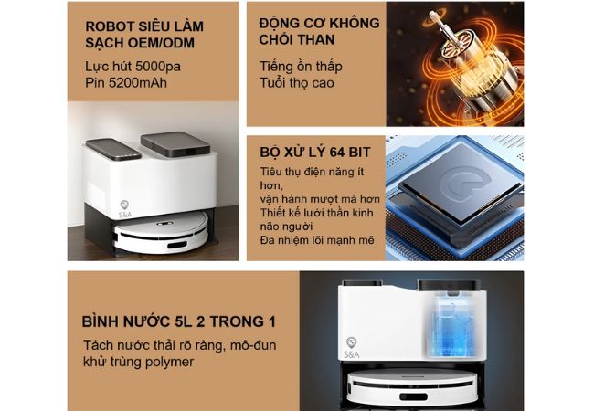 Robot hút bụi lau nhà D50 Pro