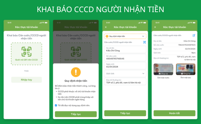 Khai báo Căn cước công dân nhận tiền