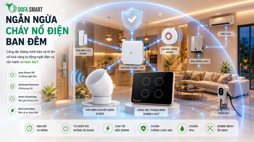  Nguy cơ cháy nổ điện ban đêm: Phòng chống hiệu quả với công tắc thông minh