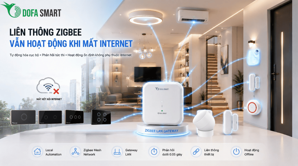  Sức mạnh của tính năng liên thông: Khi công tắc Zigbee vẫn hoạt động mượt mà dù mất kết nối internet