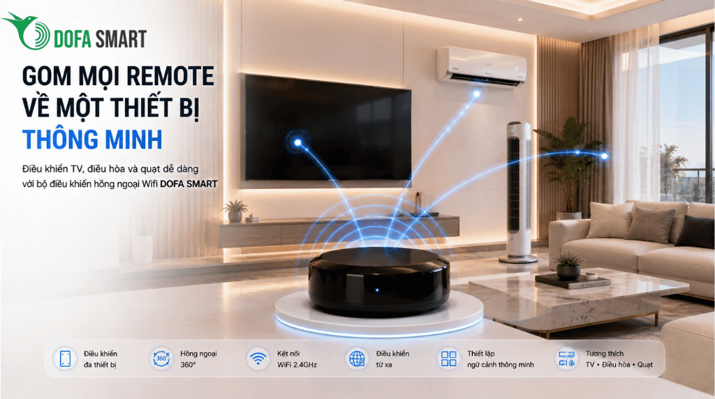  Gom tất cả Remote điều hòa, TV vào một chiếc điện thoại với cục điều khiển hồng ngoại Wifi