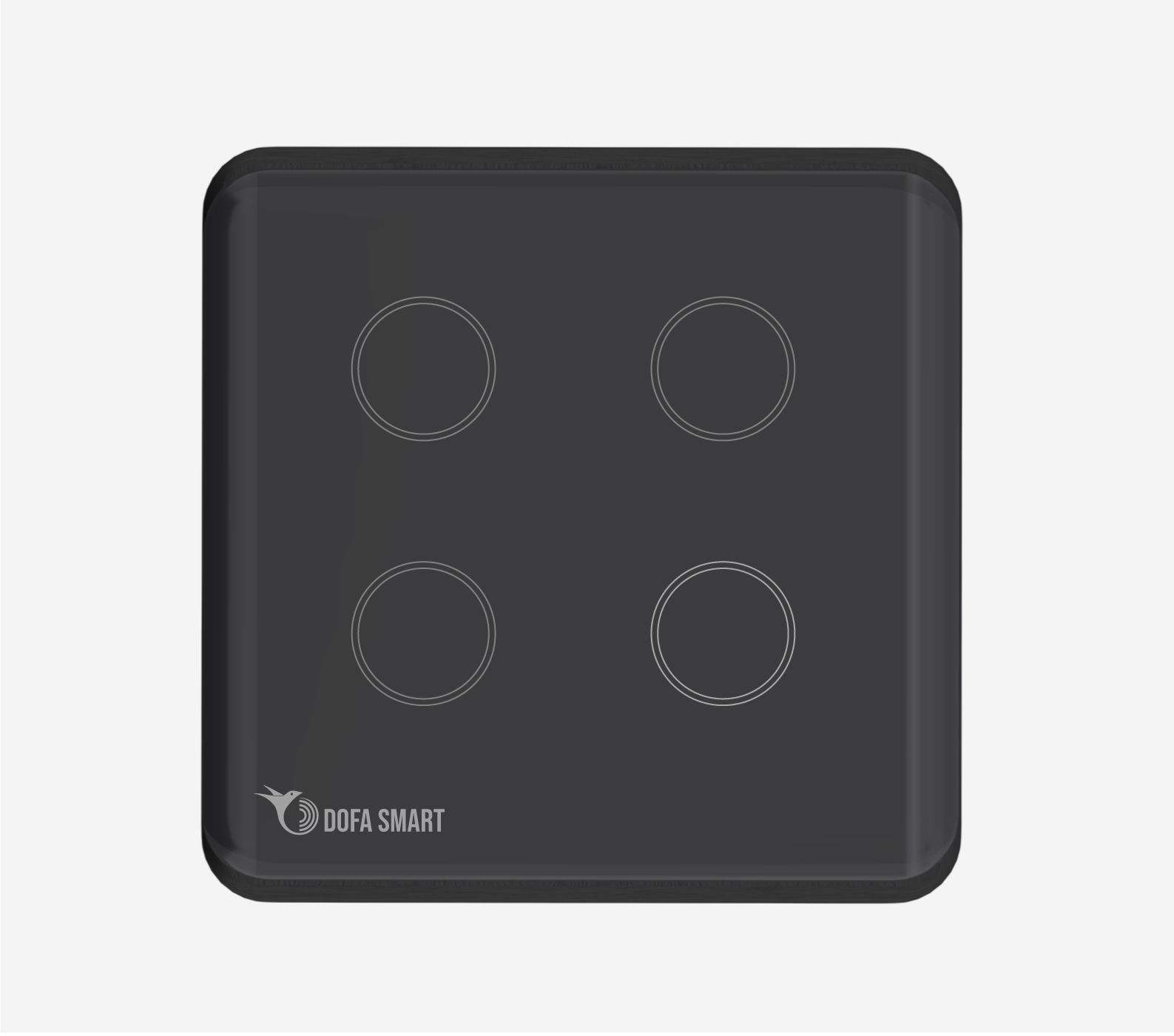 Công tắc thông minh Zigbee vuông 4 nút DOFA SMART màu đen-CTVD4