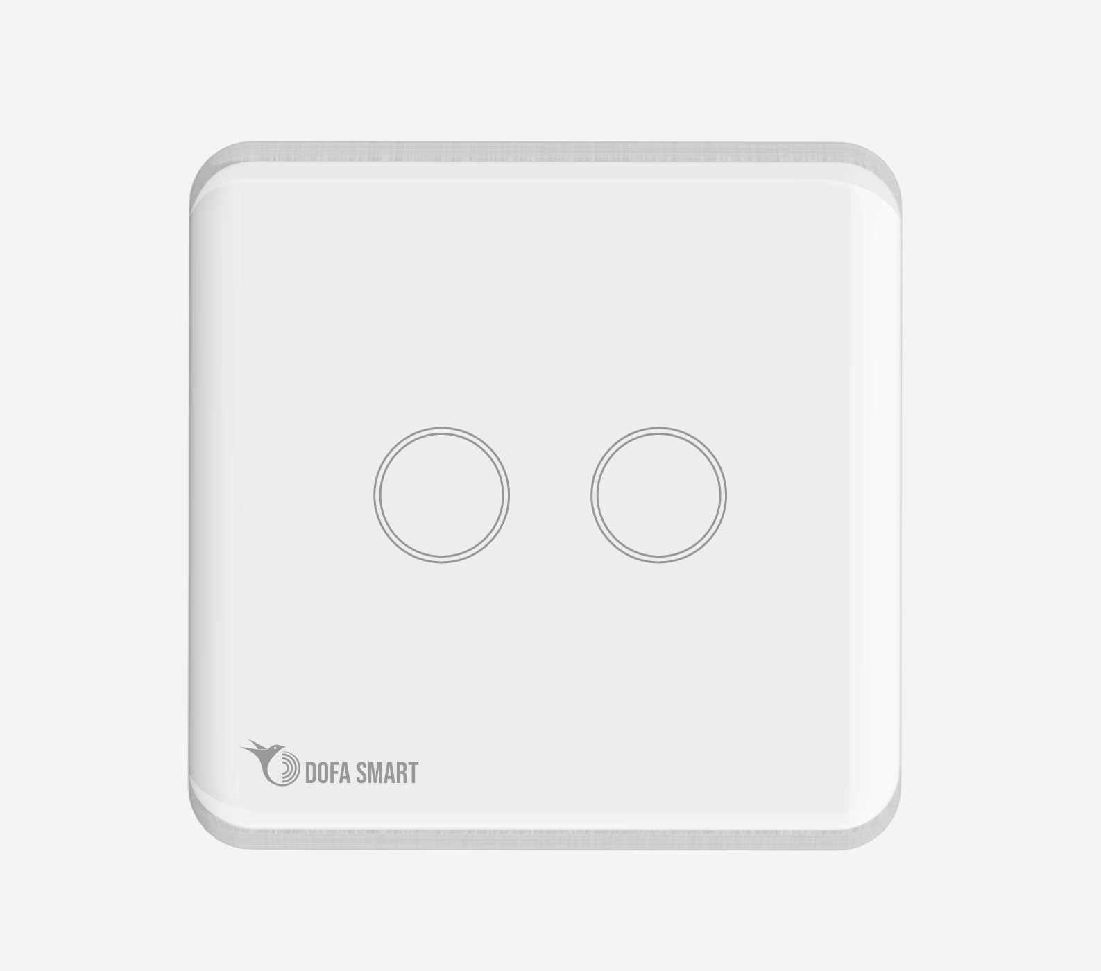 Công tắc thông minh Zigbee vuông 2 nút DOFA SMART màu trắng-CTVT2